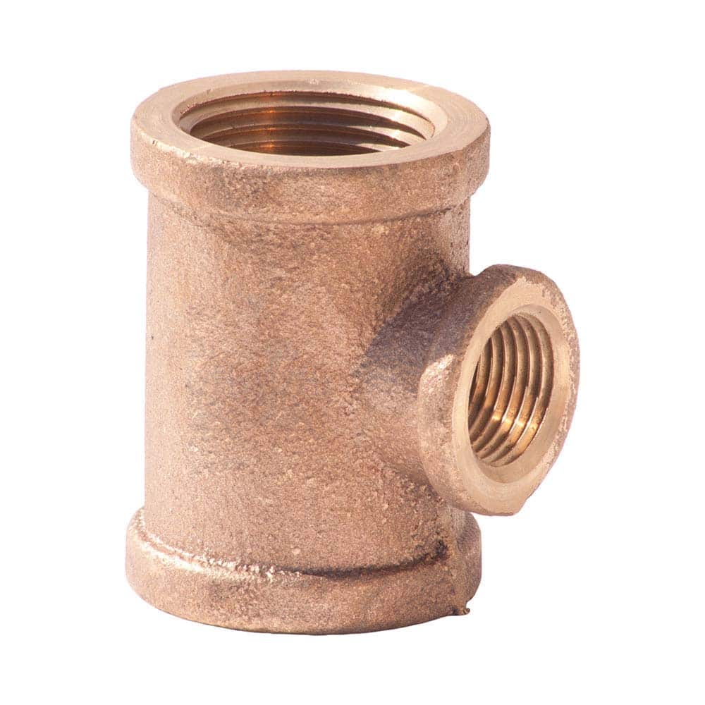 Merit Brass - Brass & Chrome Pipe Fittings Type: Reducing Tee Fitting Size: 1-1/2 x 1-1/2 x 3/4 - Eagle Tool & Supply