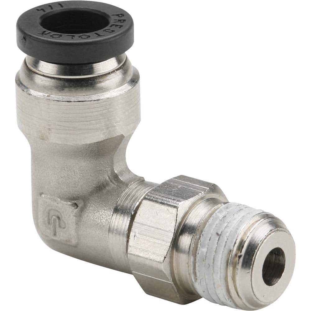 Parker - Metal Push-To-Connect Tube Fittings Type: Male Swivel Elbow Tube Outside Diameter (Inch): 1/4 - Eagle Tool & Supply