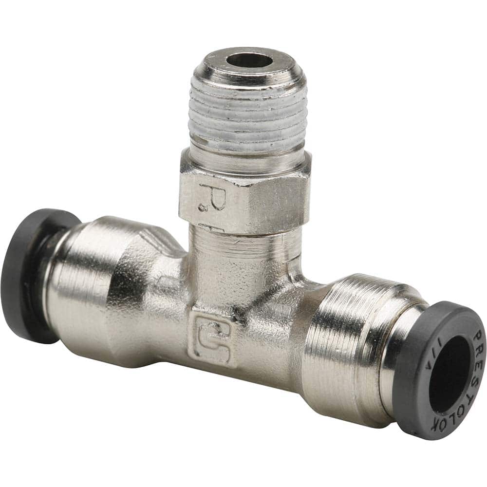 Parker - Metal Push-To-Connect Tube Fittings Type: Male Swivel Branch Tee Tube Outside Diameter (Inch): 1/4 - Eagle Tool & Supply