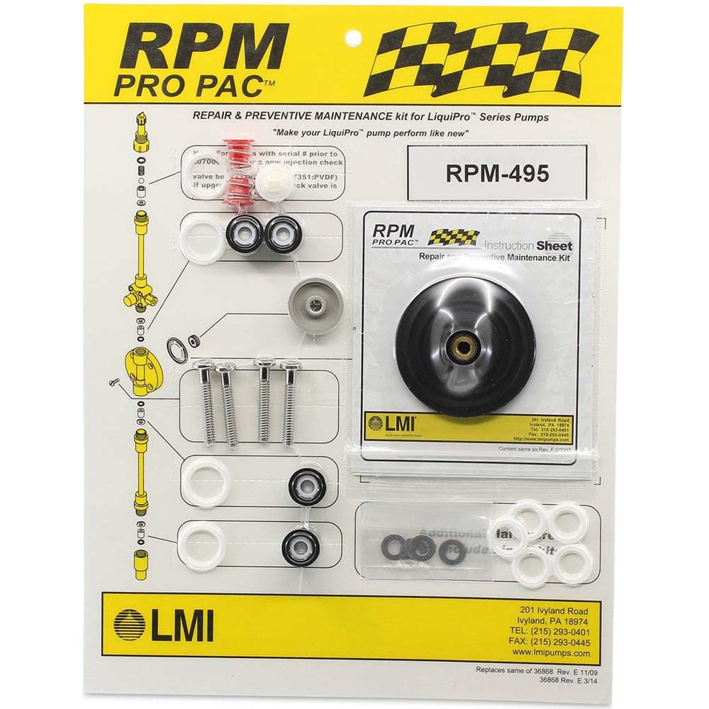 LMI - Metering Pump Accessories Type: Liquid End Preventative Maintenance Kit For Use With: LMI LIQUIPRO Liquid Ends: D465xx - Eagle Tool & Supply