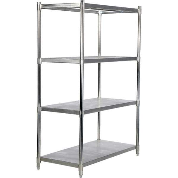 Vestil - 4 Shelf Steel Shelving - 600 Lb Capacity, 24" Wide x 74" High x 48" Deep, Stainless Steel - Eagle Tool & Supply