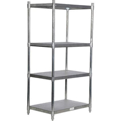 Vestil - 4 Shelf Steel Shelving - 600 Lb Capacity, 24" Wide x 74" High x 36" Deep, Stainless Steel - Eagle Tool & Supply