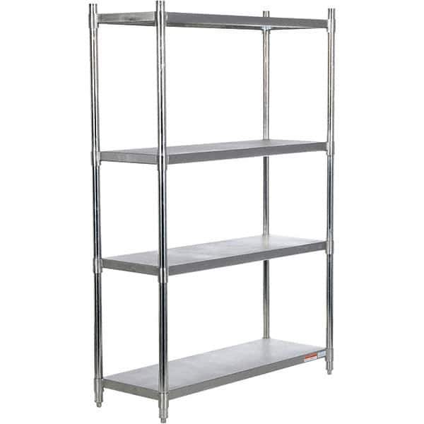 Vestil - 4 Shelf Steel Shelving - 600 Lb Capacity, 18" Wide x 74" High x 48" Deep, Stainless Steel - Eagle Tool & Supply