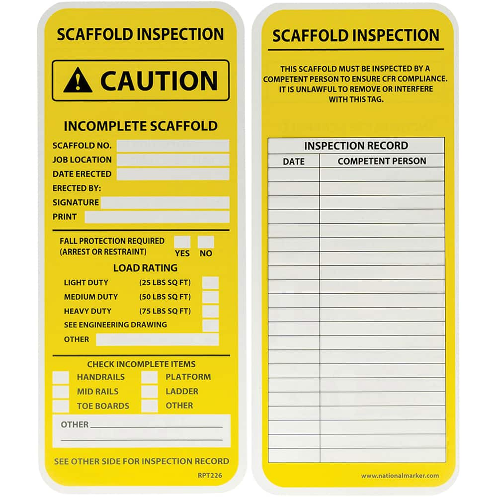 NMC - Safety & Facility Tags Message Type: Accident Prevention Tag Header: SCAFFOLD INSPECTION - Eagle Tool & Supply