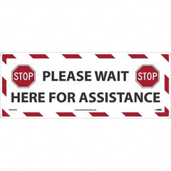 NMC - "STOP! - Please Wait Here for Assistance" Adhesive-Backed Floor Sign - Eagle Tool & Supply