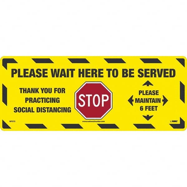 NMC - "STOP! - Please Wait Here to Be Served" Adhesive-Backed Floor Sign - Eagle Tool & Supply