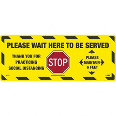 NMC - "STOP! - Please Wait Here to Be Served" Adhesive-Backed Floor Sign - Eagle Tool & Supply