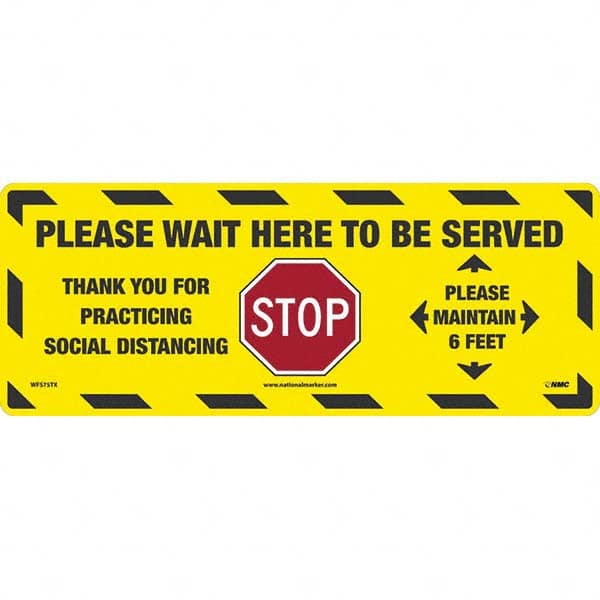 NMC - "STOP! - Please Wait Here to Be Served" Adhesive-Backed Floor Sign - Eagle Tool & Supply