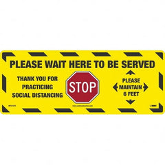 NMC - "STOP! - Please Wait Here to Be Served" Adhesive-Backed Floor Sign - Eagle Tool & Supply