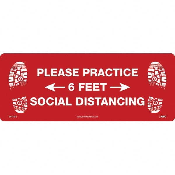 NMC - "Please Practice Social Distancing" Adhesive-Backed Floor Sign - Eagle Tool & Supply