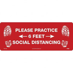 NMC - "Please Practice Social Distancing" Adhesive-Backed Floor Sign - Eagle Tool & Supply