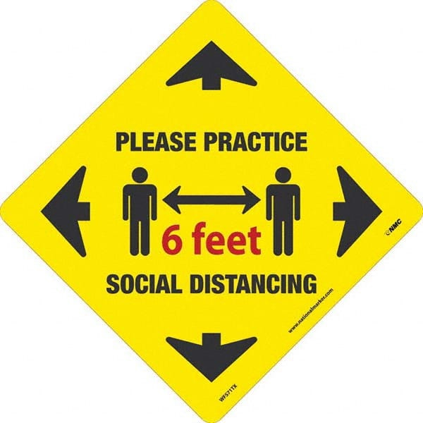 NMC - "Please Practice Social Distancing" Adhesive-Backed Floor Sign - Eagle Tool & Supply