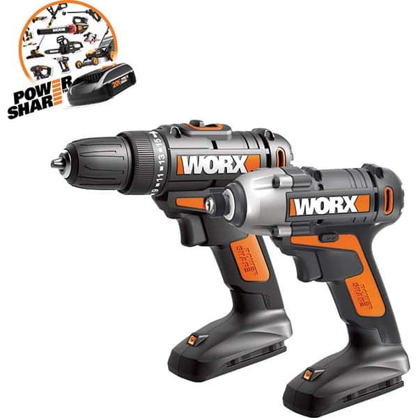 Worx - Cordless Tool Combination Kits Voltage: 20 Tools: Impact Driver; Drill/Driver - Eagle Tool & Supply