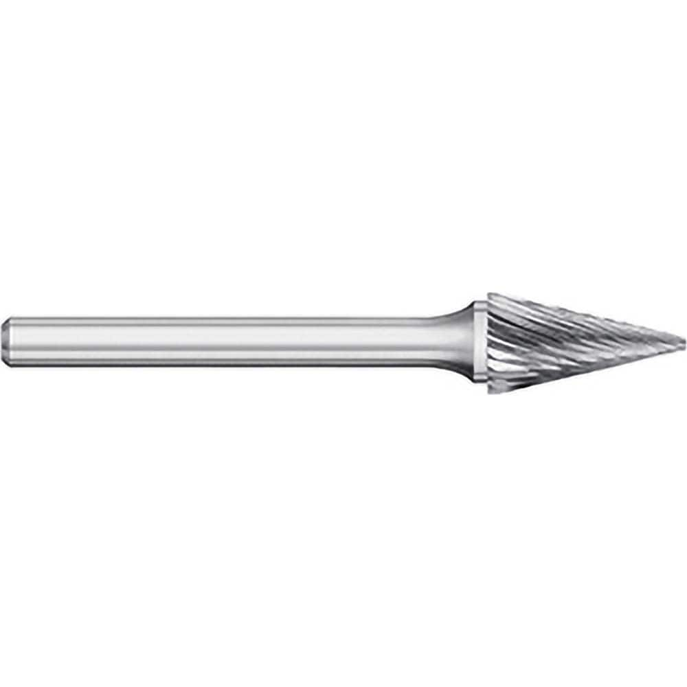 Titan USA - Burrs; Head Shape: Cone ; Industry Specification: SM-42L2 ; Tooth Style: Single Cut ; Cutting Diameter (Inch): 1/8 ; Cutting Diameter (Decimal Inch): 0.1250 ; Shank Diameter (Inch): 1/8 - Exact Industrial Supply