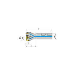 Indexable Chamfer & Angle End Mills; Minimum Cutting Diameter (Inch): 3/4; Minimum Cutting Diameter (Decimal Inch): 0.7500; Maximum Cutting Diameter (Decimal Inch): 1.0800; Lead Angle: 45; Maximum Depth of Cut (Decimal Inch): 0.1570; Compatible Insert Siz