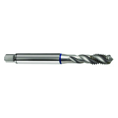 ‎6-32 3FL 2B Cobalt Spiral Flute Semi-Bott Blue Ring Tap-Bright-40 Degree Helix - Eagle Tool & Supply