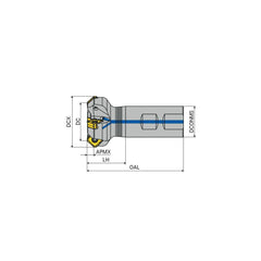 Indexable Chamfer & Angle End Mills; Minimum Cutting Diameter (Inch): 1-1/4; Minimum Cutting Diameter (Decimal Inch): 1.2500; Maximum Cutting Diameter (Decimal Inch): 1.7630; Lead Angle: 47; Maximum Depth of Cut (Decimal Inch): 0.2670; Compatible Insert S