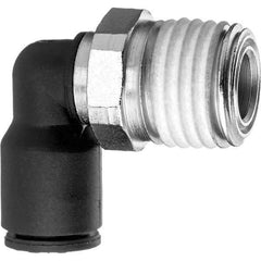 Value Collection - 4mm OD, NPT Male, Nylon Push-to-Connect Male Elbow - 150 Max psi, Black - Eagle Tool & Supply