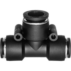 Value Collection - 10 x 8mm OD, Nylon Push-to-Connect Tee Reducer - 150 Max psi, Black - Eagle Tool & Supply