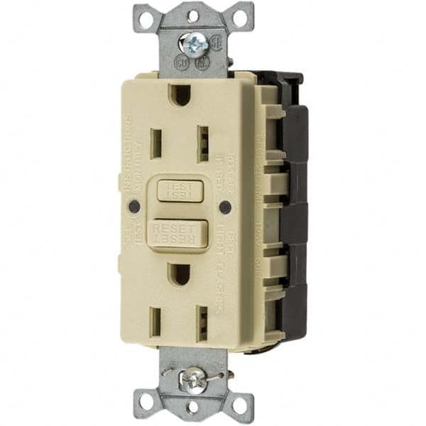 Hubbell Wiring Device-Kellems - GFCI Receptacles Grade: Commercial Color: Ivory - Eagle Tool & Supply