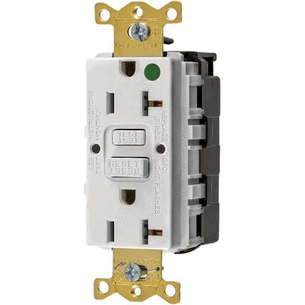 Hubbell Wiring Device-Kellems - GFCI Receptacles Grade: Hospital Color: White - Eagle Tool & Supply