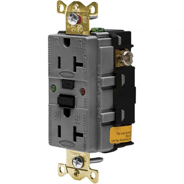 Hubbell Wiring Device-Kellems - GFCI Receptacles Grade: Industrial Color: Gray - Eagle Tool & Supply