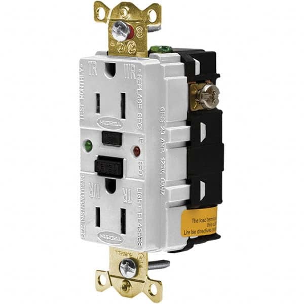 Hubbell Wiring Device-Kellems - GFCI Receptacles Grade: Industrial Color: White - Eagle Tool & Supply