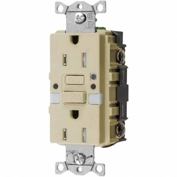 Hubbell Wiring Device-Kellems - GFCI Receptacles Grade: Commercial Color: Ivory - Eagle Tool & Supply