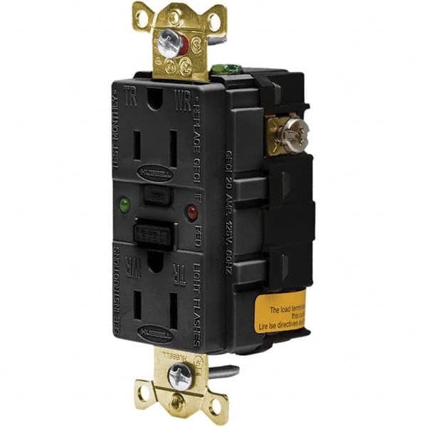 Hubbell Wiring Device-Kellems - GFCI Receptacles Grade: Industrial Color: Black - Eagle Tool & Supply