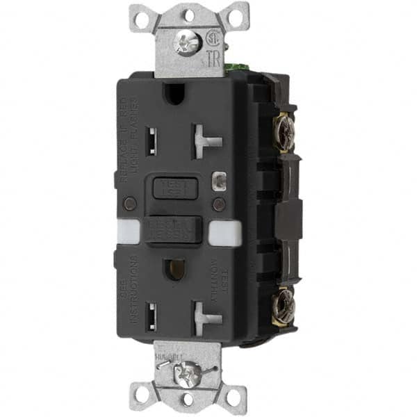 Hubbell Wiring Device-Kellems - GFCI Receptacles Grade: Commercial Color: Black - Eagle Tool & Supply