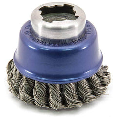 Osborn - 2-1/2" Diam 5/8-11 Threaded Arbor Stainless Steel Fill Cup Brush - Eagle Tool & Supply