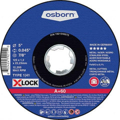 Osborn - 5 x 0.045, 7/8" Hole 60 Grit Aluminum Oxide Cutoff Wheel - Eagle Tool & Supply