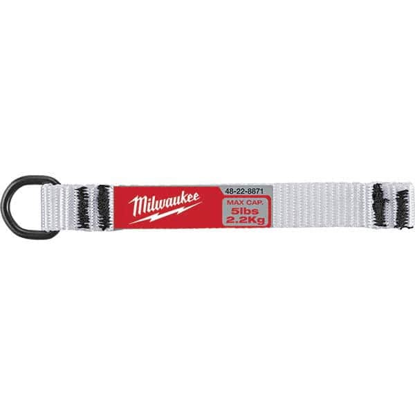 Milwaukee Tool - Tool Holding Accessories; Type: Tool Lanyard ; Connection Type: D-Ring ; Length: 4.30 ; Length (Decimal Inch): 4.30 ; Additional Info: (5) 5lb D-Ring Web Attachment ; Color: Black; Red; White - Exact Industrial Supply