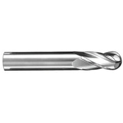 9 mm Dia. × 10 mm Shank × 22 mm DOC × 75 mm OAL, Carbide TiCN, Spiral , 4 Flute, 30° Helix, Ballnose End Mill - Exact Industrial Supply