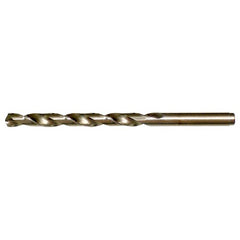9.50mm RHS / RHC HSS-CO 8% (M42) 135 Degree Split Point Cobalt Heavy Duty Jobber Length Drill - Straw / Gold Oxide - Exact Industrial Supply