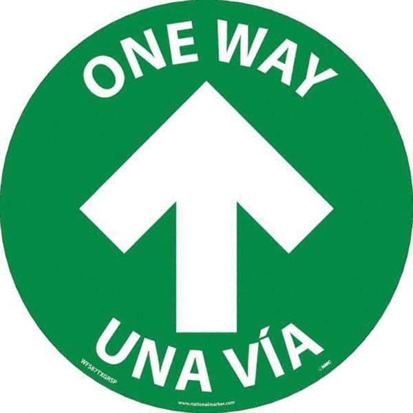 One Way Round, White on Green, Use for Security & Admittance