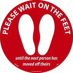 NMC - "Please Wait on the Feet Until the Next Person Has Moved Off Theirs" Adhesive-Backed Floor Sign - Eagle Tool & Supply