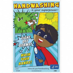 NMC - "Fight Off Germs! Wash Your Hands!", 18" High x 12" Wide, Paper Safety Sign - Eagle Tool & Supply