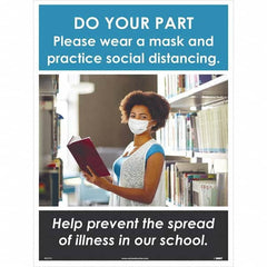 NMC - "Please Wear a Mask and Practice Social Distancing", 24" High x 18" Wide, Paper Safety Sign - Eagle Tool & Supply