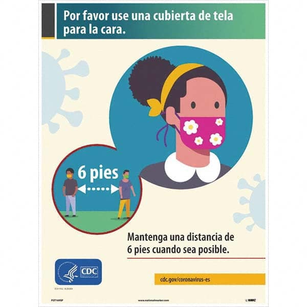 NMC - "Mantenga Una Distancia De 6 Pies Cuando Sea Posible", 24" High x 18" Wide, Paper Safety Sign - Eagle Tool & Supply