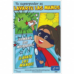 NMC - "Combate Los Microbios! L\xE1vate Las Manos!", 18" High x 12" Wide, Vinyl Safety Sign - Eagle Tool & Supply