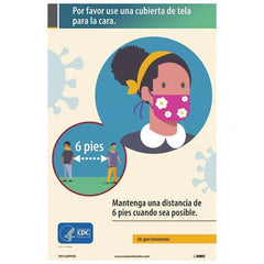 NMC - "Mantenga Una Distancia De 6 Pies Cuando Sea Posible", 18" High x 12" Wide, Paper Safety Sign - Eagle Tool & Supply