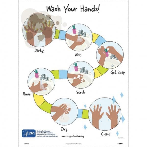 NMC - "Wash Your Hands!", 24" High x 18" Wide, Paper Safety Sign - Eagle Tool & Supply