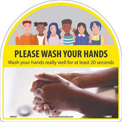 NMC - "Please Wash Your Hands", 12" High x 12" Wide, Pressure-Sensitive Vinyl Safety Sign - Eagle Tool & Supply