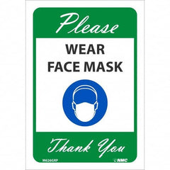 Sign: Rectangle, ″Please Wear Face Mask Thank You″ Vinyl, Adhesive Backed, 10″ High