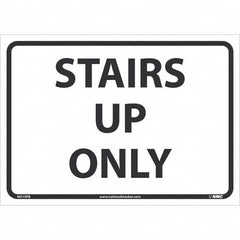 NMC - "Stairs Up Only", 10" High x 14" Wide, Pressure-Sensitive Vinyl Safety Sign - Eagle Tool & Supply