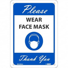 NMC - "Please Wear Face Mask Thank You", 10" High x 7" Wide, Aluminum Safety Sign - Eagle Tool & Supply