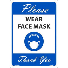 Warning & Safety Reminder Sign: Rectangle, ″PLEASE WEAR FACE MASK THANK YOU″ Plastic, Wall Mount, 14″ High, 10″ Wide