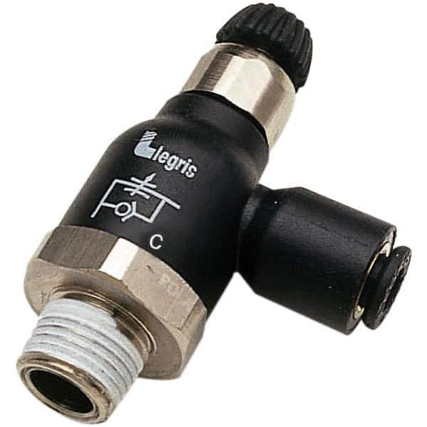 Legris - Speed & Flow Control Valves Valve Type: Compact Meter Out Flow Control Male Thread Size: 1/2 NPT - Eagle Tool & Supply