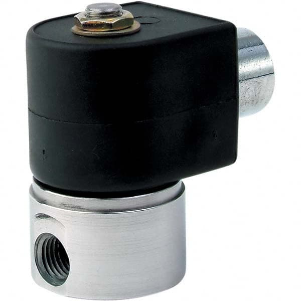 Solenoid Valve: 2-Way, 1/8″ Port Normally Closed, Stainless Steel, PCTFE Seal, 120/60 to 110/50Vac